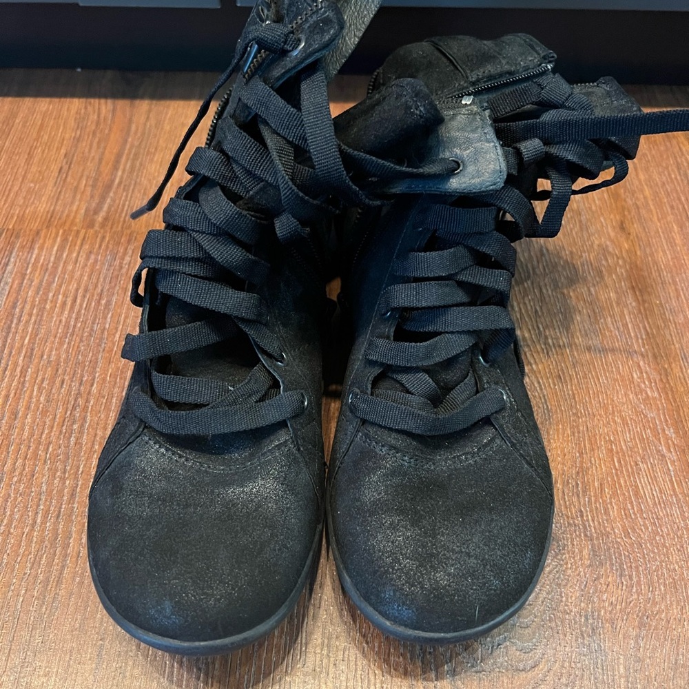 Lace up high tops with side zip